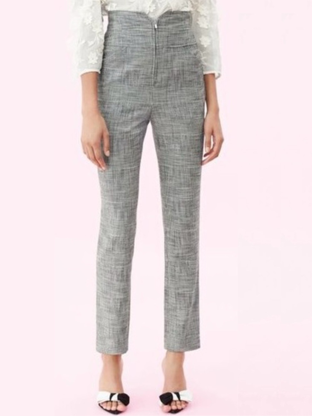 Rebecca Taylor Notched High Waist Glen Plaid Pants Office Academia Career Preppy